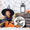 Halloween Decorations Wood Sign, Hey Boo Dachshund Pumkin Circle Door Sign, Halloween Themed Wooden Hanging Sign