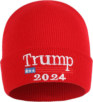 Trump 2024 Embroidered Beanie Hats, Gift For Trump Fans, Election 2024