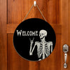 Halloween Decorations Wood Sign, Skull Welcome Door Sign, Halloween Themed Wooden Hanging Sign