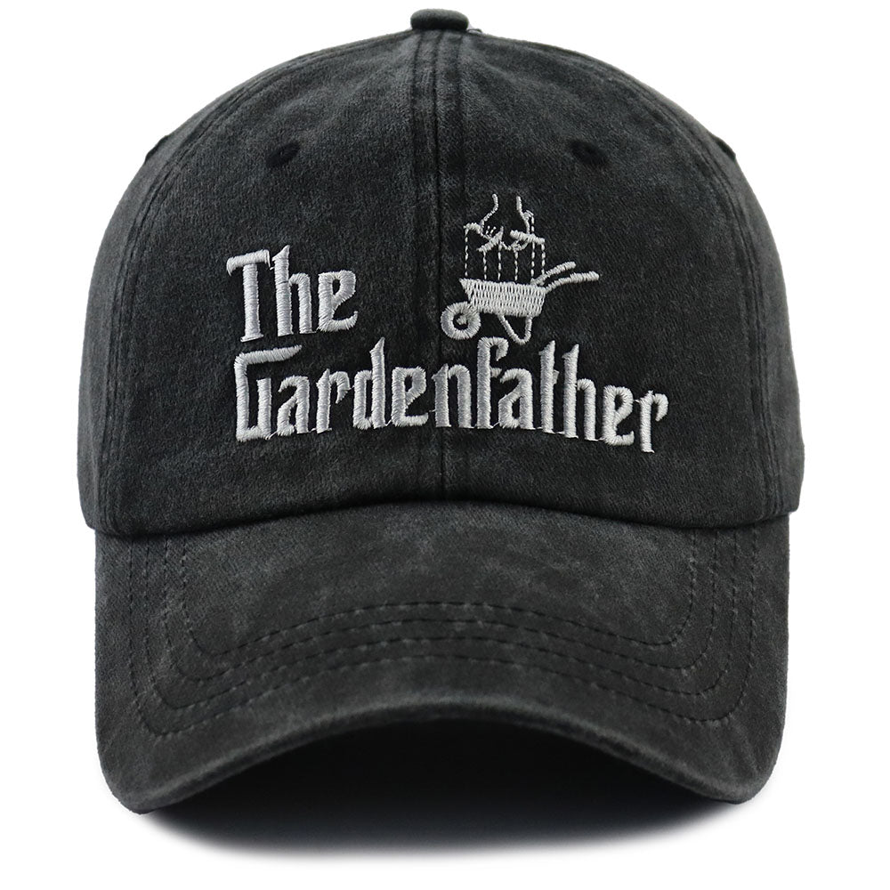 Black the Garden Father Hat for Men, Funny Adjustable Cotton Embroidered Gardeners Dad Baseball Cap