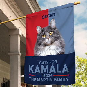 Cats For Kamala 2024, Personalized House Flag, Gift For Kamala Harris Supporters, Custom Photo, Election 2024