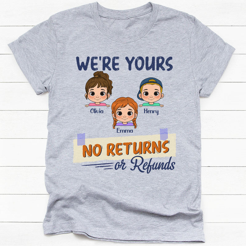 No Returns Or Refunds Peeking Kids, Personalized Shirt, Funny Gift For Dad, Mom, Grandma, Grandpa, Custom Photo
