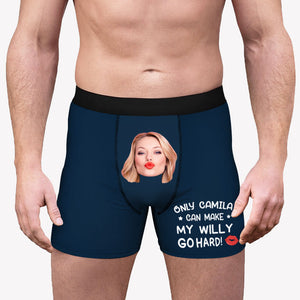 Only Wife Can Make Me Go Hard , Personalized Boxer, Funny Gift For Him, Custom Photo