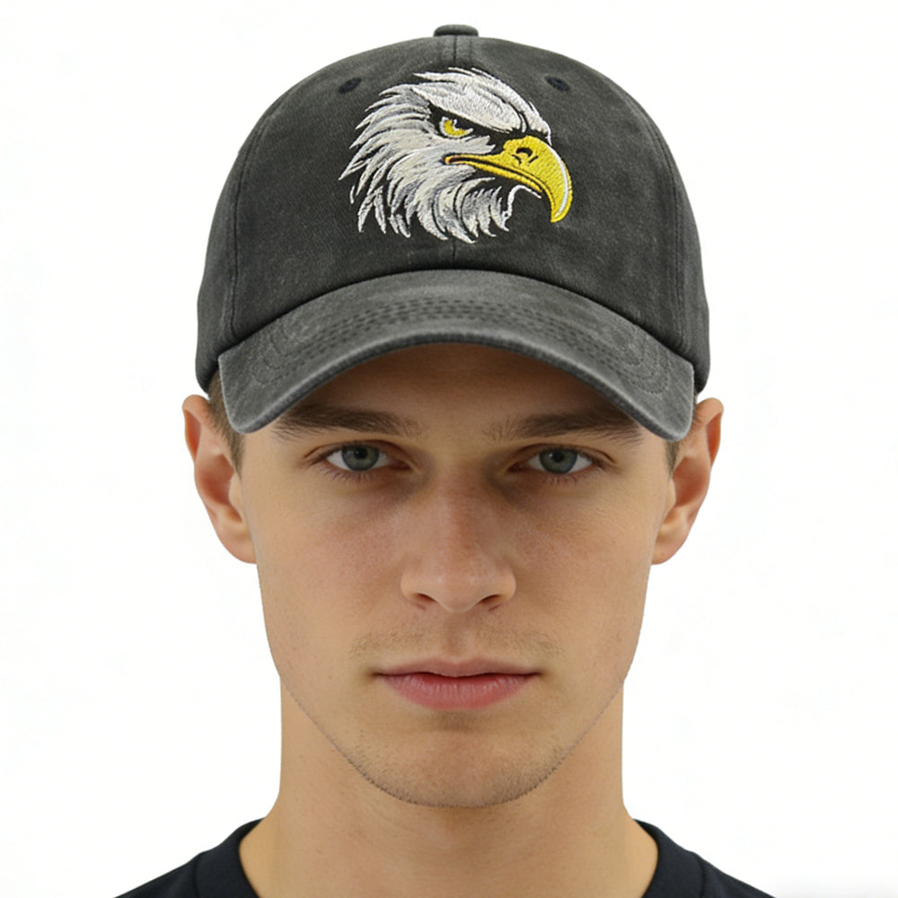 Embroidered Bald Eagle Head Hats, 4th July Washed Cap