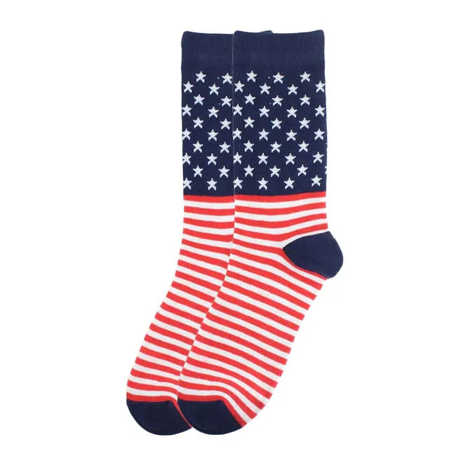 American Flag Jacquard Design, Hip Hop Style Crew Meias for Men, President Trump Enthusiasts, Socks and Shoes Essentials Gifts For Trump Fans