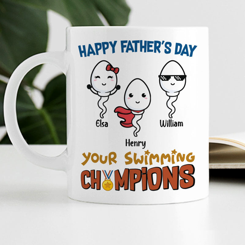 Happy Father's Day Your Swimming Champion, Personalized Mug, Father's Day Gift