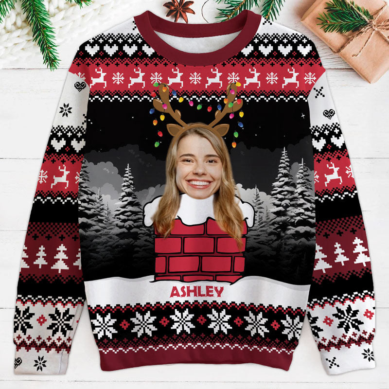 Custom Face Funny Christmas Chimney, Personalized All-Over-Print Sweater, Kid Sweatshirt, Ugly Sweater, Custom Photo