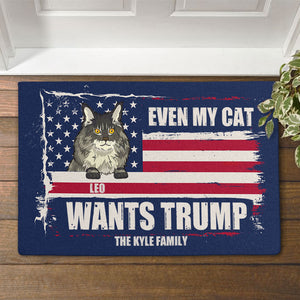 Even My Cat Wants Trump, Personalized Doormat, Trump Doormat, Gift For Cat Lovers, Custom Photo, Election 2024