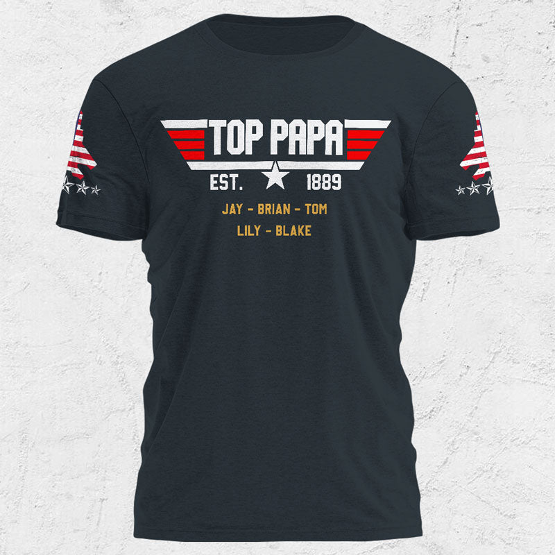 Top Papa Shirt, Personalized Shirt, Father's Day Gifts For Dad