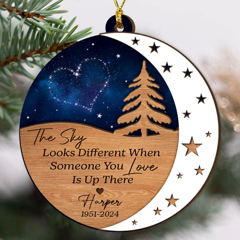 The Sky Looks Different, Personalized 2 Layers Ornament, Memorial Gift For Loss Of Loved One