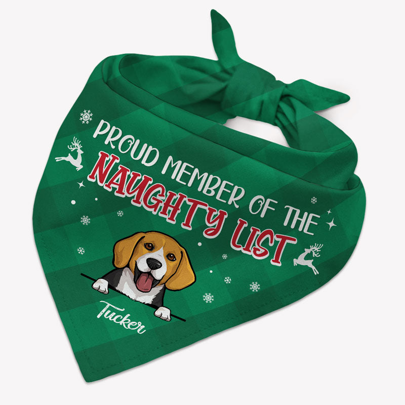 Proud Member Of The Naughty List, Personalized Bandana, Gift For Dog, Custom Photo