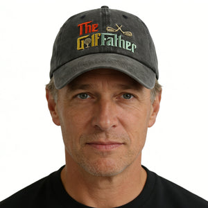 Golf Father Hat for Men, Adjustable Embroidered Wash Cotton Baseball Cap