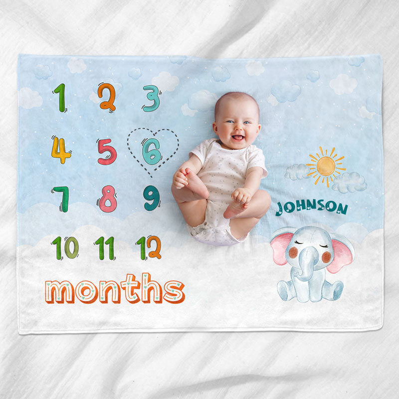 Animal Baby Milestone Blanket, Personalized Baby Blanket, Baby Shower Gift, Newborn Gift