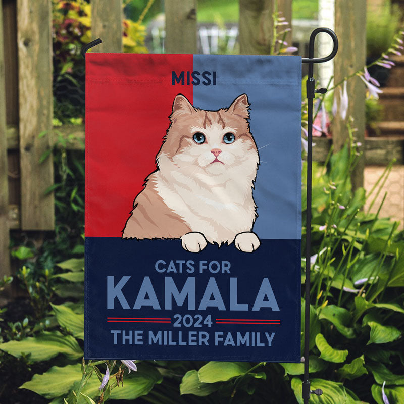 Cats For Kamala 2024, Personalized House Flag, Gift For Kamala Harris Supporters, Custom Photo, Election 2024