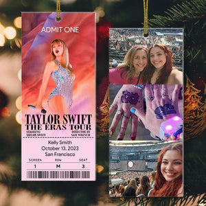 Eras Tour Movie Ticket Ornament, Personalized Acrylic Ornaments 2 Sides, Custom Photo