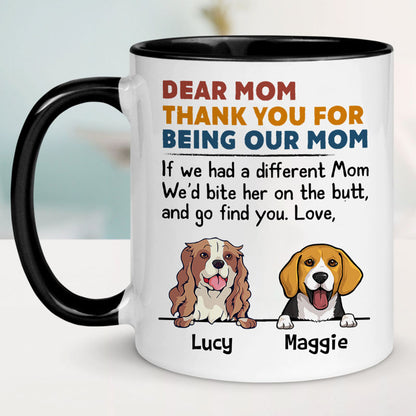 Bite Him On The Butt Peeking Dog, Personalized Accent Mug, Gifts For Dog Lovers