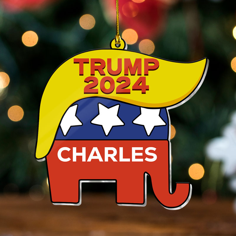 Elephant Trump 2024, Personalized Shape Ornament, Trump Ornament, Election 2024