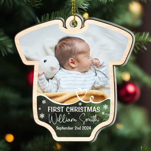 First Christmas Baby Onesie, Personalized Acrylic Shape Ornament, Baby Ornaments, New Born Gift, Custom Photo