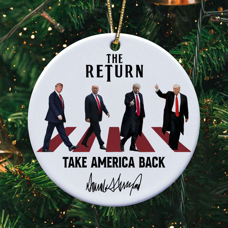 The Return Trump Walking, Personalized Ornaments, Trump Ornaments, Election 2024