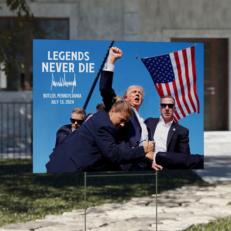 Legend Never Die Trump Assassination, Personalized Yard Sign, Trump Shot, Trump Sign, Election 2024