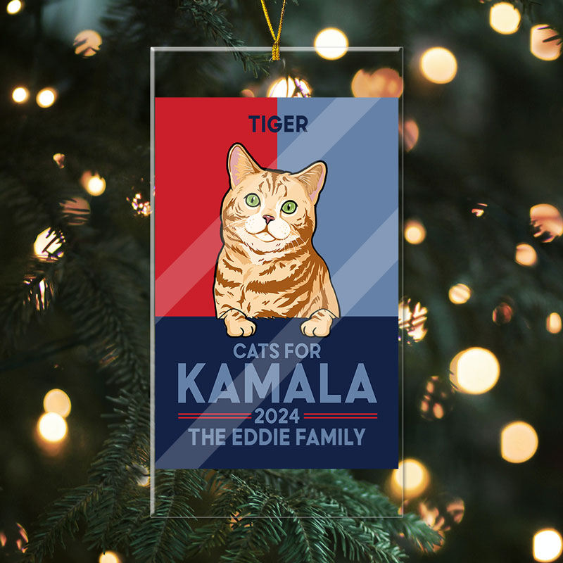 Cats For Kamala 2024, Personalized Shape Ornament, Gift For Kamala Harris Supporters, Custom Photo, Election 2024