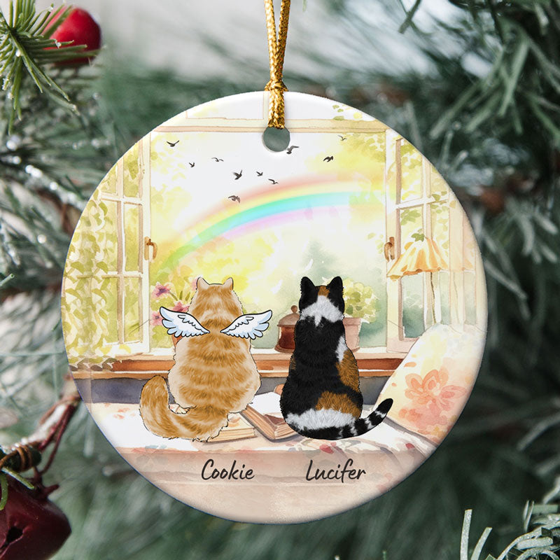 Dogs and Cats Looking Outside Window, Personalized Ornaments, Gift for Pet Lovers