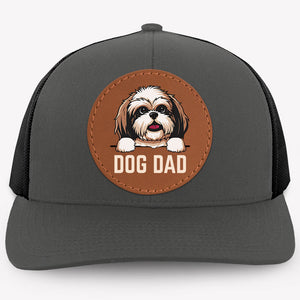 Dog Dad, Dog Mom, Personalized Trucker Leather Patch Hat, Custom Photo