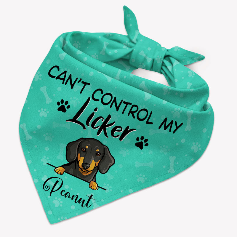 Can't Control My Licker, Personalized Bandana, Custom Gifts For Dog, Custom Photo
