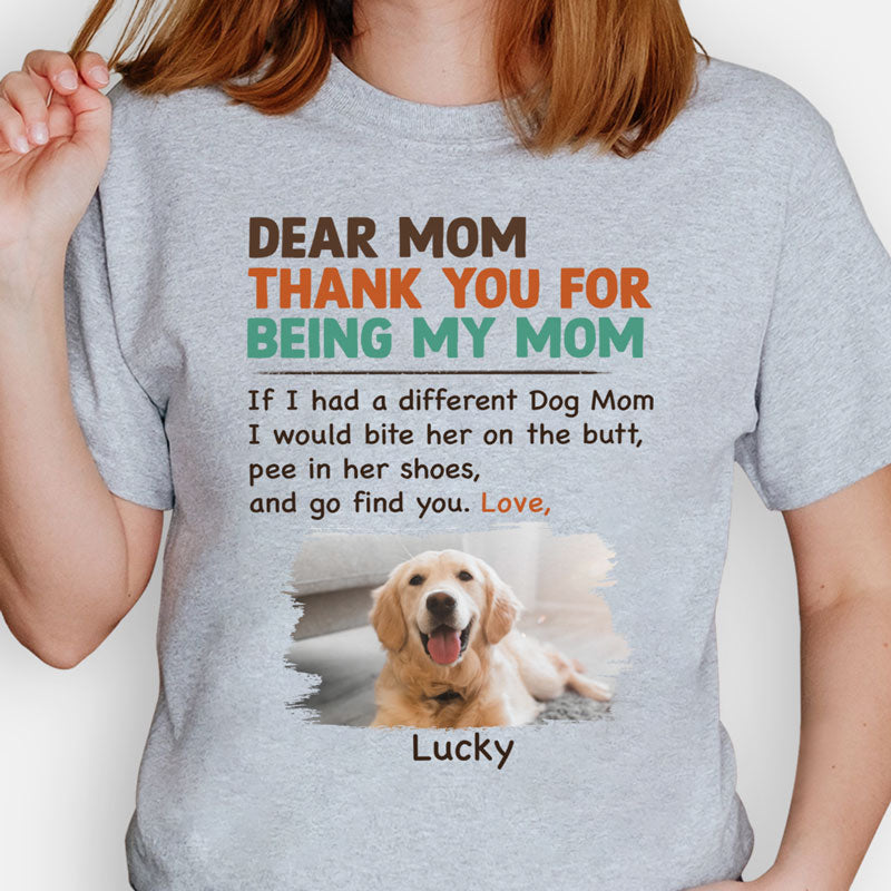 Dog mom shirt, Mother's Day gift for dog lovers - Bite the butt, custom photo, custom t-shirt for dog lovers