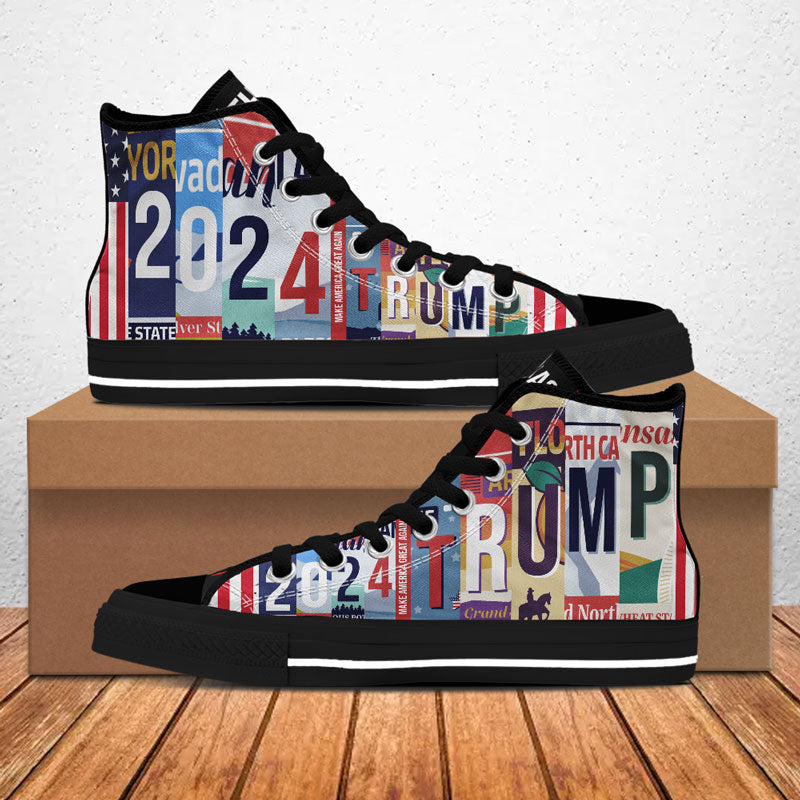 Trump Make America Great Again 2024 High Top Shoes, Personalized Trump Sneakers, Trump Shoes, Election 2024