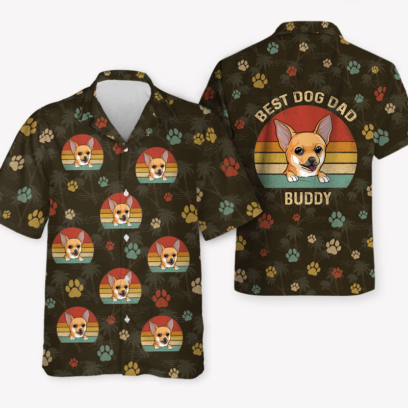 Best Dog Dad Dog Mom Vintage, Personalized Hawaiian Shirt, Gift For Dog Lovers, Custom Photo