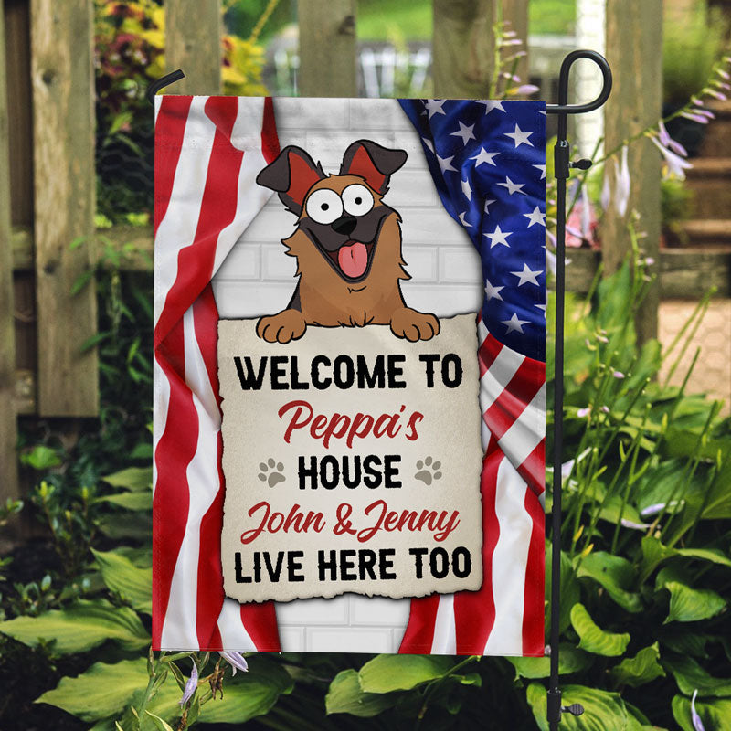 Welcome To The Dog House Pop Eyed Version, Personalized Garden Flags, Gift For Dog Lovers