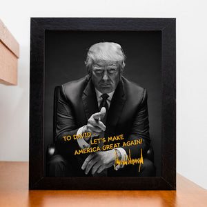 Let's Make America Great Again Trump Autographed Picture, Personalized Picture Frame, Election 2024