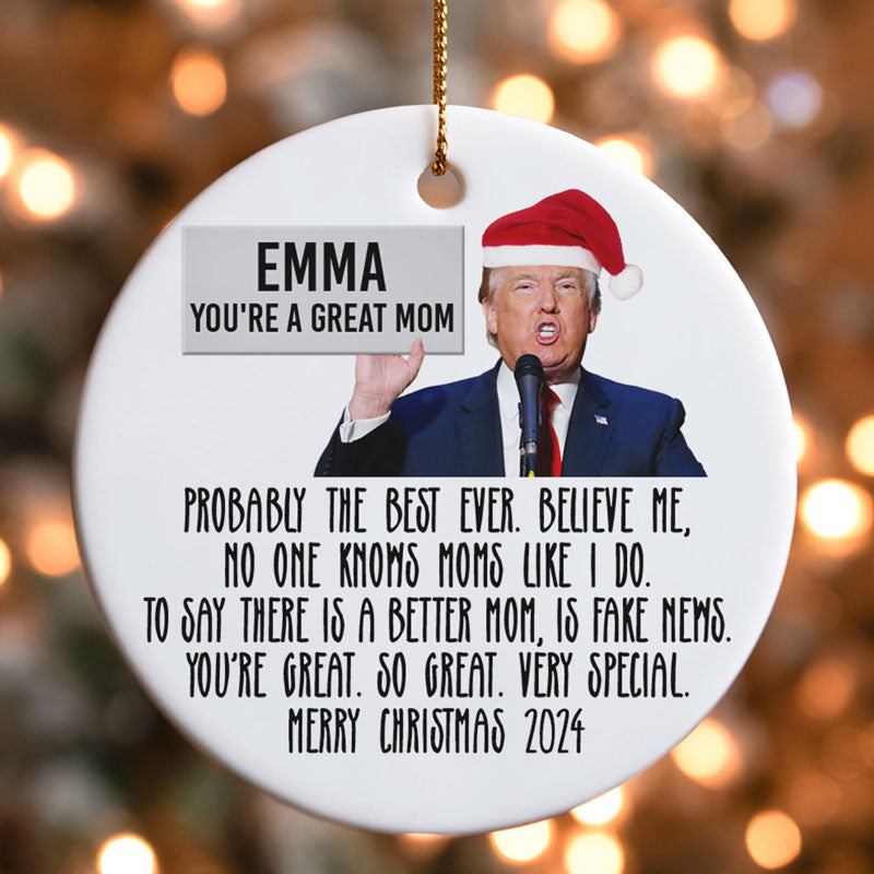 You're A Great Dad Mom Trump Speech, Personalized Ornaments, Trump Ornament, Election 2024