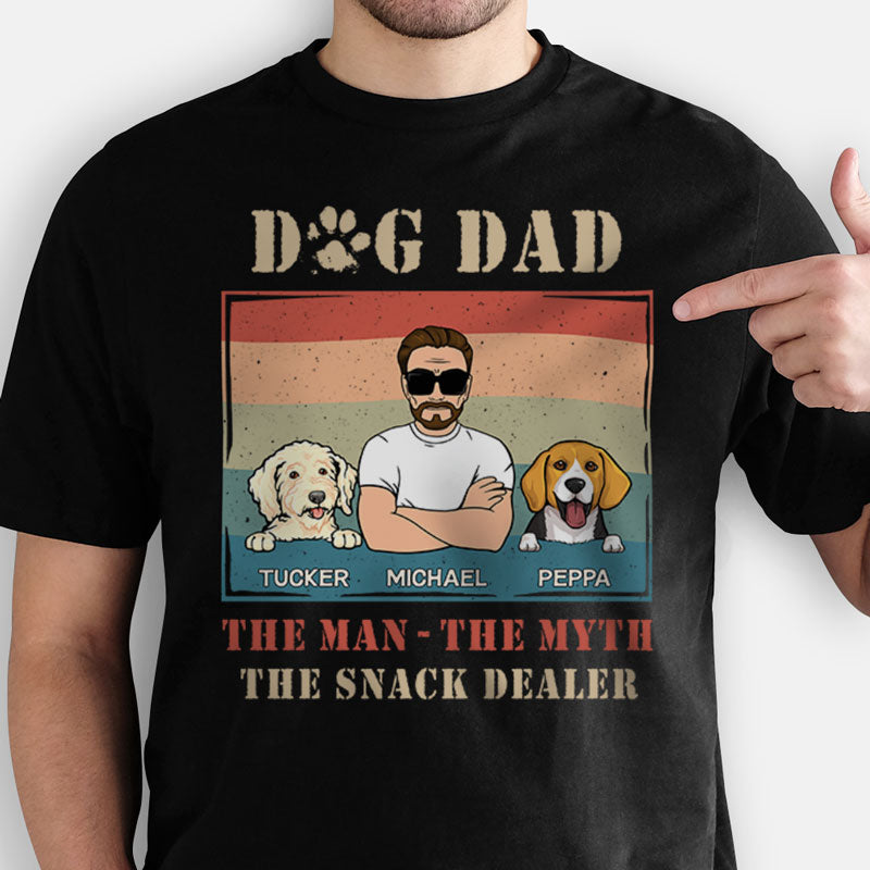 The Man The Myth The Snack Dealer, Personalized Dark Shirt, Gift For Dog Dad