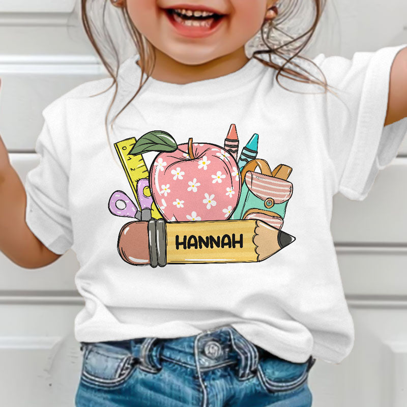 Back To School Apple, Groovy Pencil, Personalized Shirt, Gifts For Boy And Girl