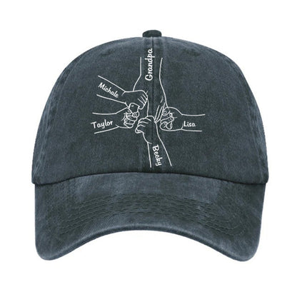 Father’s Day Hand Fist Bump Printed Washed Baseball Cap for Dad, Gift For Him, Father's Day gift, Gift For Grandpa