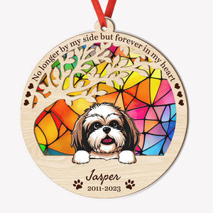 Once By My Side Peeking Dog, Personalized Suncatcher Ornament, Car Hanger Memorial Gifts