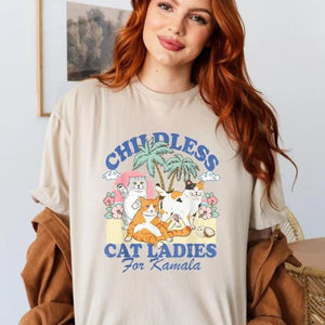 Childless Cat Lady for Kamala Harris, Funny Cat T Shirt, Election 2024