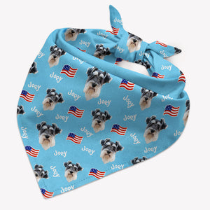 US Flag Pattern Bandana, Personalized Bandana, Custom Gifts For Dog, Custom Photo