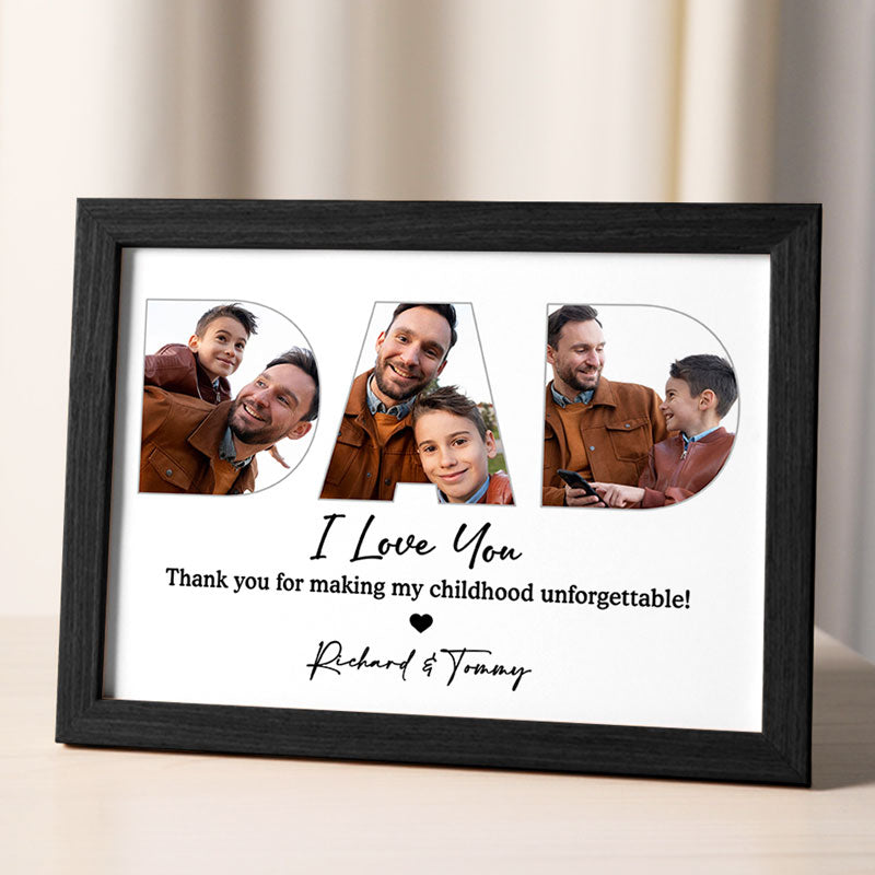 Dad You Are The World Photo Collage, Personalized Picture Frame, Father's Day Gifts, Custom Photo