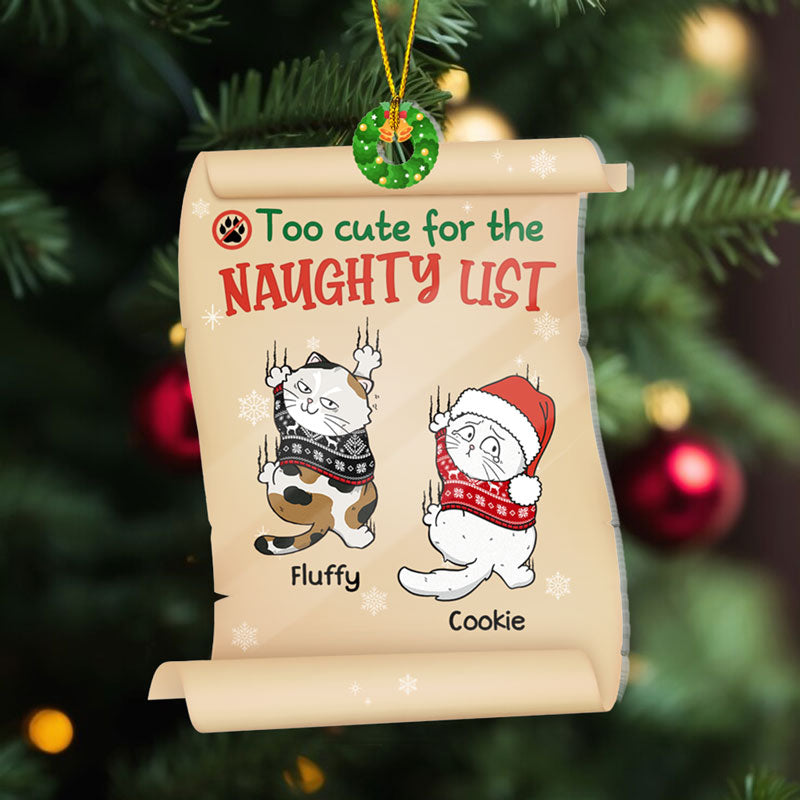 Cat On Naughty List, Personalized Acrylic Shape Ornament, Gift For Cat Lovers