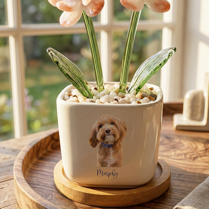 Custom Photo Pet, Custom Dog Photo Pot, Custom Picture Planter, Mother's Day Gift from Daughter, Sentimental Gift for Mom, Unique Mom Gift
