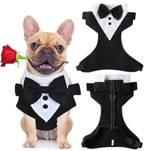 Dogs Tuxedo Wedding Party Suit Dog Formal Tuxedo with Bow Tie and Traction Rope Dog Outfit, Dog Tuxedo for Halloween
