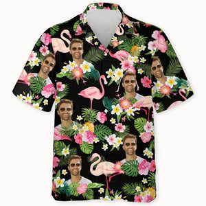 Flamingo Hawaiian Pattern, Personalized Hawaiian Shirt, Custom Photo