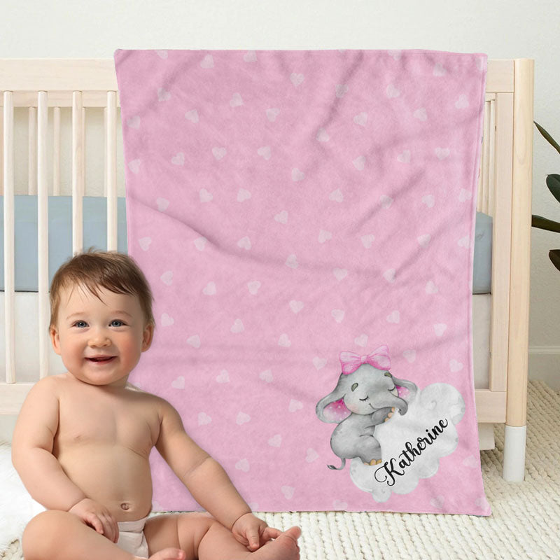 Baby Elephant Blanket, Personalized Baby Blanket, Baby Shower Gift, Newborn Gift