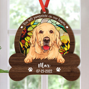 Once By My Side Dog Bone, Personalized Suncatcher Ornament, Car Hanger Memorial Gifts