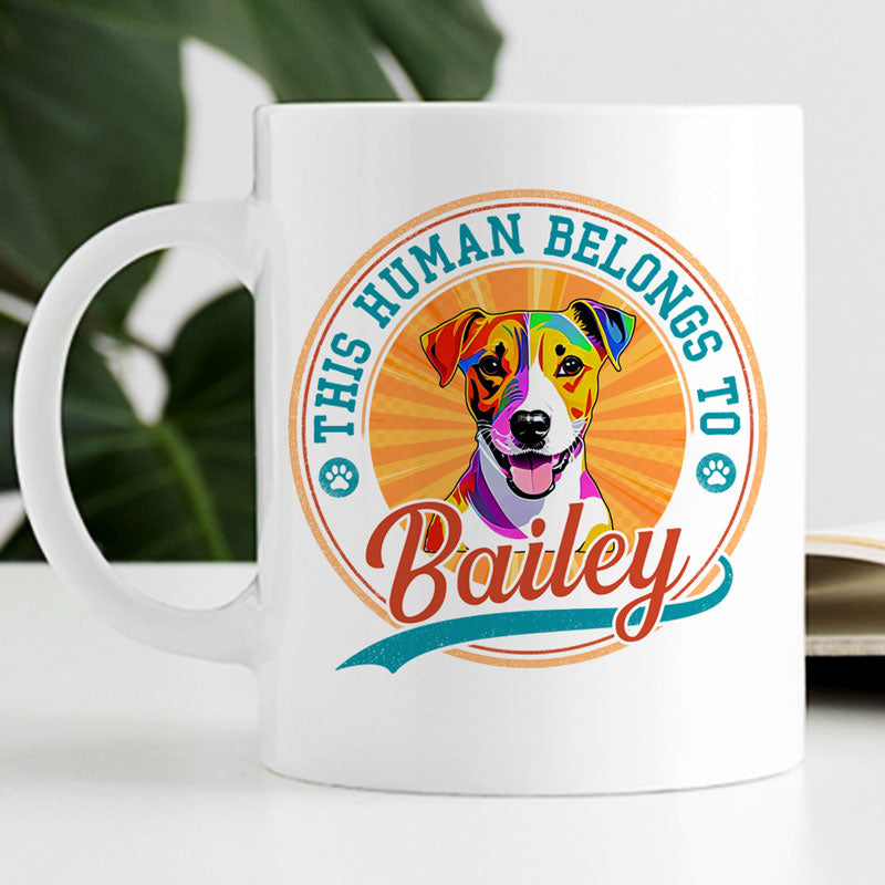 This Human Belongs To Dog Pop Art, Personalized Accent Mug, Gift For Dog Lovers