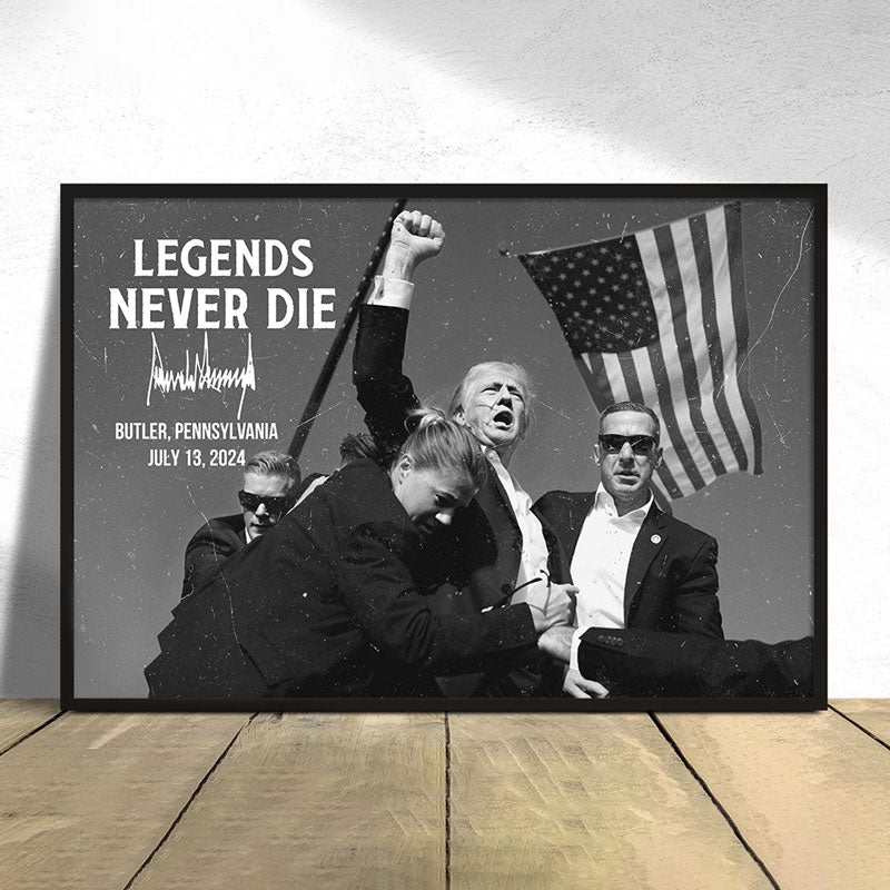 Legend Never Die Trump Assassination, Trump Shot Picture Frame, Election 2024
