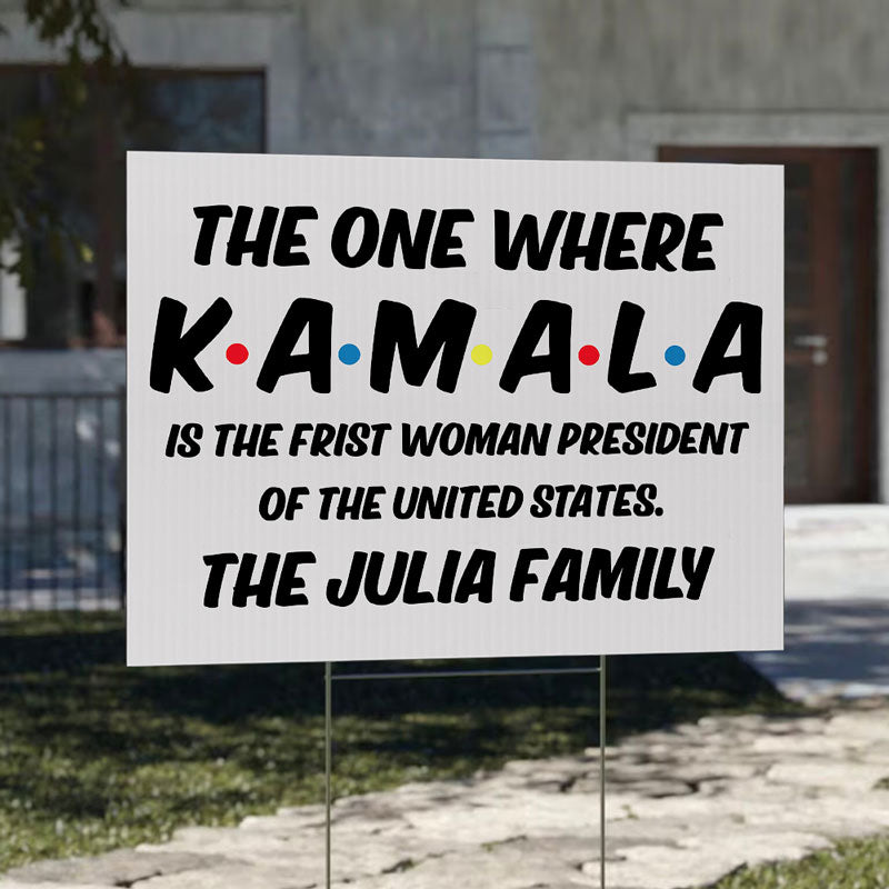 First Woman President Kamala Harris, Personalized Yard Sign, Election 2024